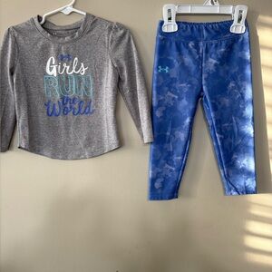 Under Armour toddler girls' long sleeve shirt and printed leggings set Size 24M